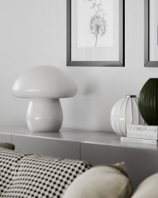 Mira Mushroom 30cm Blanco lámpara de mesa De By Rydéns - La l&aacute;mpara no es solo una fuente de luz funcional, sino tambi&eacute;n un detalle art&iacute;stico que resalta su interior con su dise&ntilde;o inspirado en la naturaleza y su calidad artesanal.