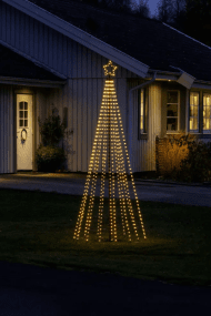 Árbol De Navidad De Metal 2,4m Negro De Konstsmide - El elegante dise&ntilde;o y la estrella brillante en la parte superior lo convierten en una decoraci&oacute;n fant&aacute;stica para el jard&iacute;n o el porche durante la temporada navide&ntilde;a.
