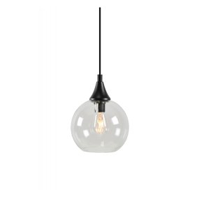 Bowl Ø15 Transparente lámpara de ventana De Globen Lighting - Peque&ntilde;a y elegante l&aacute;mpara colgante de cristal con detalles met&aacute;licos negros.