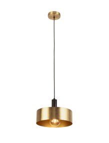 Knox Ø30 Oro Lámpas de techo De Searchlight - La pantalla con acabado de latón satinado distribuye la luz uniformemente y crea un ambiente cálido y acogedor, perfecto para la cocina, el dormitorio o encima de la mesa del comedor.