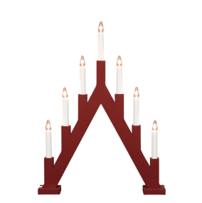 Ellen ROJO De Pixie Design - Las siete velas est&aacute;n dispuestas a diferentes alturas, proyectando un brillo c&aacute;lido y acogedor en toda la habitaci&oacute;n.
