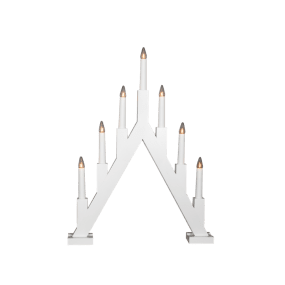 Ellen Blanco De Pixie Design - Ellen es un candelabro cl&aacute;sico de madera con acabado blanco y una forma c&oacute;nica decorativa que recuerda a los candelabros tradicionales de Adviento.