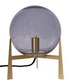 Milla 28cm Color humo lámpara de mesa De PR Home - Lámpara de mesa moderna y actual con pantalla redonda de cristal ahumado y base de latón.