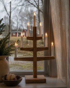 Trapp Marrón De Star Trading - Candelabro de madera te&ntilde;ida en marr&oacute;n con 7 fuentes de luz.