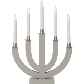 Eli Beige De Star Trading - Hermoso candelabro de madera con cinco velas y decoraci&oacute;n ba&ntilde;ada en oro, es f&aacute;cil de montar y crea un maravilloso ambiente navide&ntilde;o tanto en la ventana como en la habitaci&oacute;n.