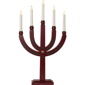Elias Tradition ROJO De Star Trading - El candelabro de Adviento tiene 5 fuentes de luz que le dan al candelabro una iluminación acogedora y un ambiente navideño hogareño.