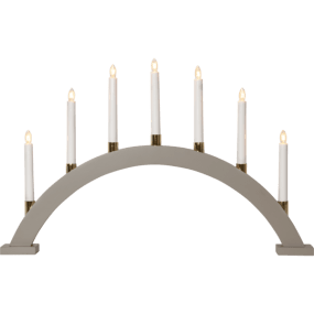 Gillian Beige De Star Trading - Candelero de madera curvado de color beige con candelabros ba&ntilde;ados en lat&oacute;n.