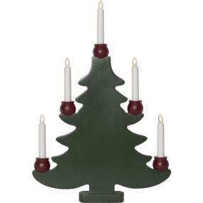 Mora Tree Verde De Star Trading - Este portavelas de Adviento, con forma de cl&aacute;sico &aacute;rbol de Navidad verde y cinco velas LED en portavelas rojos, crea una luz acogedora y un ambiente navide&ntilde;o tradicional.