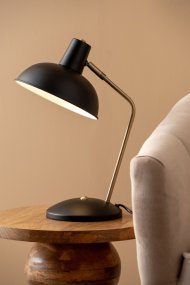 Hood 38cm Negro lámpara de escritorio De Leitmotiv - La l&aacute;mpara encaja a la perfecci&oacute;n en un escritorio o mesita de noche y sirve tanto como fuente de luz pr&aacute;ctica como elemento decorativo con estilo.