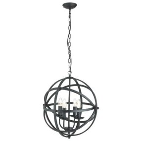 Orbit Ø45 Negro Lámpas de techo De Searchlight - La lámpara de techo Orbit, fabricada en metal negro mate con un estilo clásico de candelabro, es una luminaria impactante y elegante.