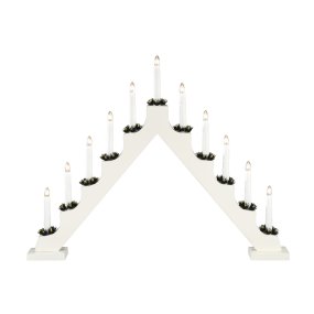 Candelabra 11 Lights Blanco De Konstsmide - Con sus 11 velas en forma trapezoidal cl&aacute;sica y pu&ntilde;os decorativos, crea un ambiente c&aacute;lido y festivo en el hogar.