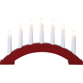 Bea ROJO De Star Trading - Candelero de madera roja en forma de arco con siete velas.