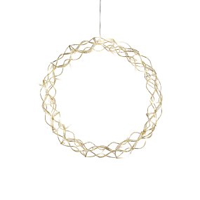 Corona LED Ø45 Oro De Konstsmide - Con un di&aacute;metro de 45 cm, la guirnalda es una hermosa decoraci&oacute;n para colgar en una ventana o pared, aportando calidez adicional durante los meses m&aacute;s oscuros del a&ntilde;o.