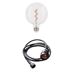 Penny (Blanco Cálido) Transparente De Lightson - El paquete incluye una fuente de luz decorativa de plástico de alta calidad y un cable textil negro de 150 cm de longitud con casquillo E27 (solo 12 V).