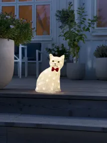 Gato Sentado De Acrílico Claro De Konstsmide - Encantador y juguet&oacute;n: este gato de acr&iacute;lico sentado difunde calidez con sus 40 luces LED de color blanco c&aacute;lido.
