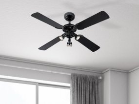 Princess Euro Ø105 Gris oscuro De Westinghouse - El ventilador tiene una función inversa que proporciona comodidad durante todo el año: en verano, el ventilador puede funcionar en sentido antihorario para crear frescor y, en invierno, en el sentido de las agujas del reloj para hacer circular aire caliente y eliminar corrientes de aire frío.