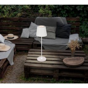 Cabozo 37cm Blanco portátil De Eglo - La lámpara dispone de un regulador táctil para controlar fácilmente la luz y está protegida contra salpicaduras de agua con clase de protección IP44.