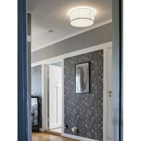 Stella Ø45 Blanquecino plafón De PR Home - Lámpara de techo clásica y elegante con aspecto de seda arrugada, forrada con tela de algodón.