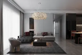 Katrina Ø80 Color humo De Globo Lighting - Katrina &auml;r en elegant rund kristallkrona i kromf&auml;rgad metall med gnistrande K9-kristaller som skapar en sofistikerad och lyxig atmosf&auml;r i ditt hem.