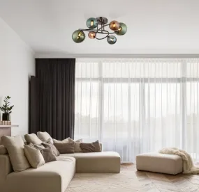 Riha Ø65 Multicolor plafón De Globo Lighting - De olika glaskulorna i brons, gr&ouml;nt och petrol ger lampan en dynamisk och lekfull karakt&auml;r samtidigt som de skapar en visuellt intressant ljusbild.