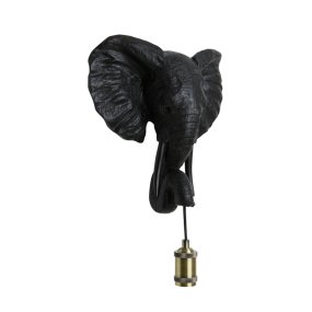 Elephant 36cm Negro lámpara de pared De Light & Living - 