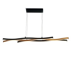 Bloom 108cm Negro Lámpas de techo De Searchlight - La lámpara colgante Bloom en metal negro y aspecto de madera es un impresionante detalle interior que combina estilo y funcionalidad y realza su sala de estar o comedor.