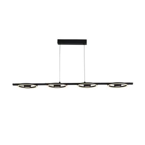 Space 120cm Negro Lámpas de techo De Searchlight - Space es una moderna y elegante l&aacute;mpara colgante con cuatro elegantes anillos LED de metal negro que crean un efecto impactante.