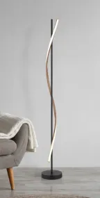 Watkins Negro lámpara de pie De Globo Lighting - Den mattsvarta metallstommen omsluts av en stilren, rak st&aring;ng med en integrerad LED-list som sprider ett mjukt och j&auml;mnt ljus.