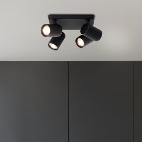 Marty 4 Arena negra foco de techo De Brilliant - Con una carcasa de metal de alta calidad y detalles en negro, brinda un aspecto elegante que se adapta a diferentes habitaciones.