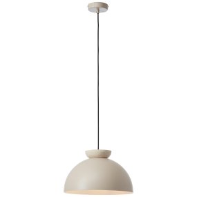 Nalam Ø35 Beige Lámpas de techo De Brilliant - La lámpara combina una pantalla de metal beige con un elegante elemento de travertino que crea una sensación atemporal.