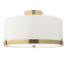 Marcel Ø40 Blanco/latón plafón De By Rydéns - Su pantalla de cristal blanco y sus detalles con efecto lat&oacute;n le confieren un dise&ntilde;o sofisticado y moderno.