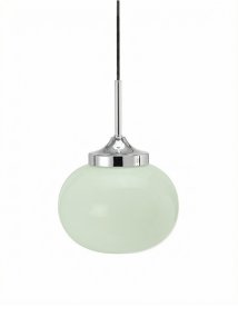 Elsy Ø18 Verde lámpara de ventana De PR Home - La pantalla de cristal artesanal en un suave verde salvia le confiere a cada l&aacute;mpara un car&aacute;cter &uacute;nico, mientras que los detalles met&aacute;licos cromados aportan un elegante contraste.