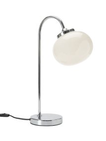 Elsy 50cm Blanco lámpara de mesa De PR Home - Su pantalla de cristal artesanal en un suave tono blanco le confiere un car&aacute;cter &uacute;nico, mientras que los detalles met&aacute;licos cromados crean un estilo elegante y atemporal.