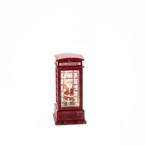 Farol lleno de agua Cabina telefónica ROJO De Konstsmide - Esta linterna con forma de cabina telef&oacute;nica, llena de agua, es una encantadora decoraci&oacute;n navide&ntilde;a que presenta a un simp&aacute;tico Pap&aacute; Noel dentro de una cl&aacute;sica cabina roja.