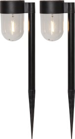 Cupola 2-p Negro lámpara solar De Star Trading - La luz solar Cupola es un paquete de 2 luces de camino con un vidrio colgante en forma de cúpula hecho de acrílico.