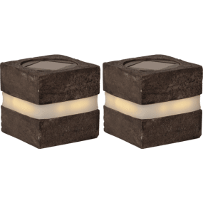 Stonecube Pack De 2 Gris lámpara solar De Star Trading - Fabricadas en poliresina con una superficie marr&oacute;n gris&aacute;cea oscura que imita a la perfecci&oacute;n la piedra.