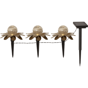 Lilly Pack De 3 Oro lámpara solar De Star Trading - La distancia entre cada flor es de 65 cm, y la longitud total de la guirnalda es de aproximadamente 130 cm.