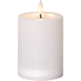 Flamme Saul 13cm Blanco lámpara solar De Star Trading - La vela cuenta con un panel solar oculto dentro de la carcasa de pl&aacute;stico y debe colocarse cerca de la luz solar durante el d&iacute;a con la luz encendida para una carga &oacute;ptima.