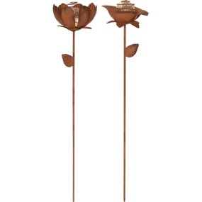 Oxida Flower Pack De 2 Óxido lámpara solar De Star Trading - Son perfectas para macetas o macizos de flores y resultan muy atractivas tanto de d&iacute;a como de noche.