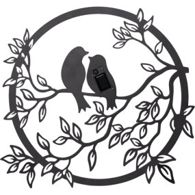 Love Birds Negro lámpara solar De Star Trading - El modelo está diseñado como una silueta con pájaros y ramas y es una hermosa decoración tanto de día como en la oscuridad, cuando brilla con cálidas gotas de rocío blanco.