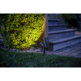 Powerspot Negro lámpara solar De Star Trading - Foco solar funcional con luz blanca c&aacute;lida y 5 elegantes colores (rosa, azul, verde, amarillo y rojo) seleccionables con solo pulsar un bot&oacute;n.