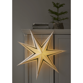 Stripe Ø77 Blanco/verde De Star Trading - Estrella de Adviento a rayas hecha de papel con certificaci&oacute;n FSC&reg;.