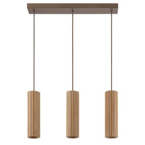 Lakewood 50cm Madera Lámpas de techo De Brilliant - Las tres pantallas están dispuestas en fila y su altura se puede ajustar durante la instalación para adaptarla a la habitación y la ubicación deseada.