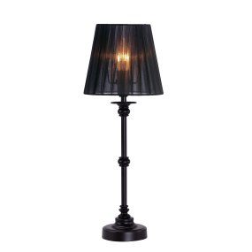 Axel Mini 48cm Negro lámpara de mesa De Pixie Design - La base de la lámpara de metal combinada con la pantalla de organza negra crea una hermosa atmósfera en la habitación.