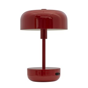 Haipot 25cm Rojo oscuro portátil De Dyberg Larsen - La lámpara de mesa LED Haipot en gris oscuro, diseñada por Frank Kerdil para Dyberg Larsen, combina el estilo retro y moderno.