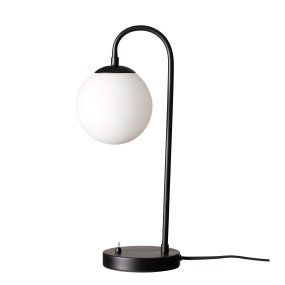 Café Paris 46cm Negro lámpara de mesa De Dyberg Larsen - Viene con un cable textil negro de 1,8 m y el interruptor de encendido se encuentra en la base de la lámpara.