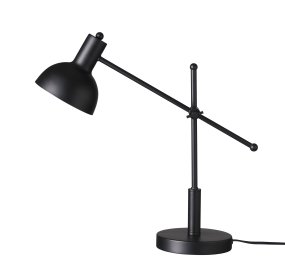 London 42cm Negro lámpara de escritorio De Dyberg Larsen - Se suministra con cable de plástico negro de 1,5 m de longitud con interruptor de encendido.
