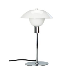 Bergen 32cm Ópalo lámpara de mesa De Dyberg Larsen - Se suministra con cable textil negro de 1,6 m de longitud e interruptor de encendido.