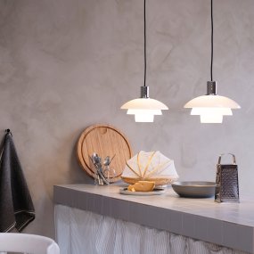 Morph Ø28 Ópalo Lámpas de techo De Dyberg Larsen - La lámpara viene con un cable de tela de 3 metros de largo.