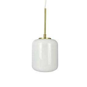 Silvia Ø15 Latón Lámpas de techo De Dyberg Larsen - Silvia es una serie de lámparas de techo realizadas en cristal opal soplado con superficie brillante, marco de latón y cable textil blanco.